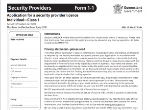 security guard licence process QLD